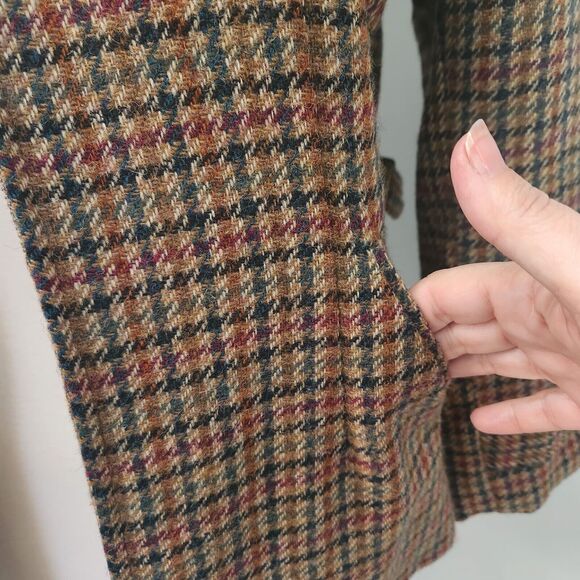 Vintage Character Suburban Wear Houndstooth Wool Lined Tailored Blazer Jacket 12 - Picture 13 of 16